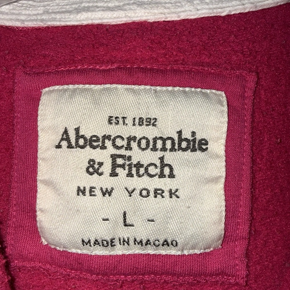 Abercrombie Fitch Pink Zip Hoodie Womens L Y2K Spellout Logo Distressed *Flaws - Picture 7 of 10